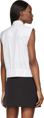 Paco Rabanne White & Black Pinstripe Poplin Sleeveless Shirt