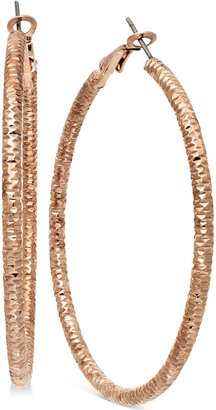 INC International Concepts Rose Gold-Tone Large Textured Hoop Earrings