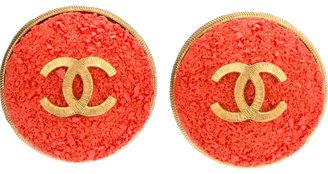 Chanel Vintage logo centre dome earrings