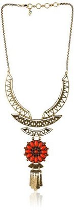 Lucky Brand Women's Floral Openwork Bib Necklace Gold Strand Necklace