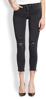 J Brand Photo-Ready Distressed Cropped Skinny Jeans