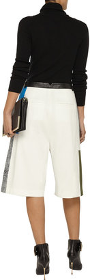 Tibi Cropped cotton and silk-blend wide-leg pants