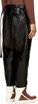 Rick Owens Black Glossy Textured Harem Trousers