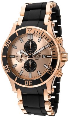 Invicta Men's Sea Spider Chronograph Rose Gold Dial 18K Rose Gold Plated SS and Black Polyurethane