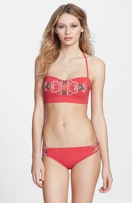 Lucky Brand Swimwear 'French Tapestry' Embroidered Bandeau Bikini Top