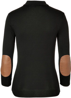 Ralph Lauren Black Label Cotton Top with Leather Elbow Patches