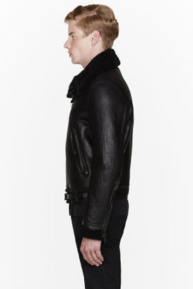 Paul Smith Black shearling & leather jacket