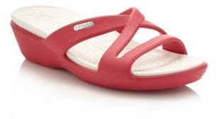 Crocs Pink mid height wedge heeled sandals