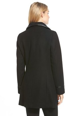 Trina Turk Women's 'Mackenzie' Asymmetric Zip Leather Trim Coat