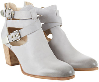 Mint Velvet Jessica Leather Block Heel Ankle Boots, Grey