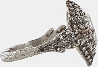 Cathy Waterman Women's White-Diamond Leaf Ring