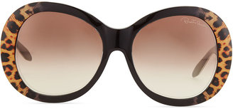 Roberto Cavalli Oversized Leopard-Print Sunglasses