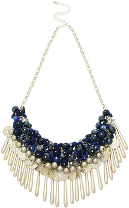 Oasis Navy Bead And Disc Necklace