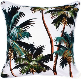 Escape to Paradise Palm Trees Outdoor Cushion, White