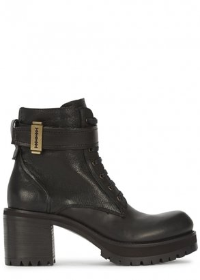 McQ Black grained leather chunky boots