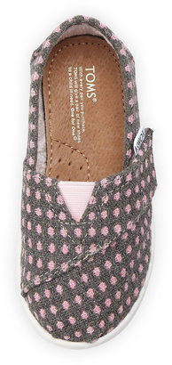 Toms Polka-Dot Fabric Shoe, Gray/Pink Dot, Tiny