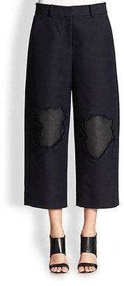 Alexander Wang Distressed Leather-Patched Cropped Pants