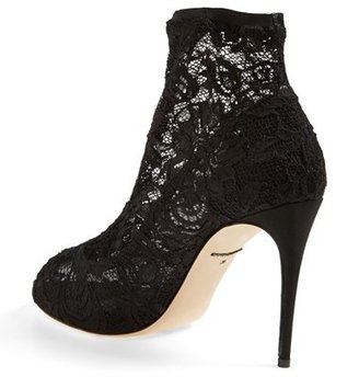 Dolce & Gabbana Peep Toe Lace Boot (Women)