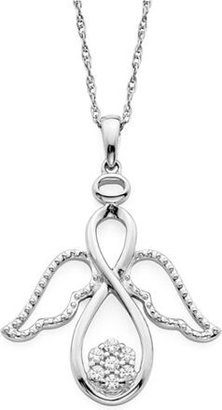 Fine Jewelry diamond blossom 1/10 CT. T.W.Diamond Cluster Angel Sterling Silver Pendant
