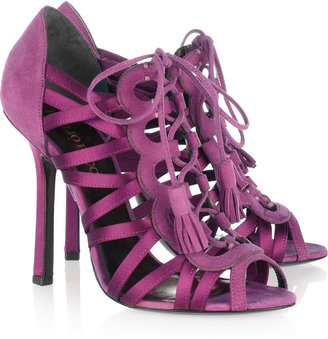 Emilio Pucci Lace-up suede and satin sandals