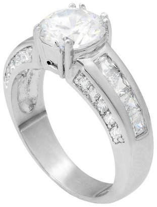 Journee Collection Tressa Collection Round Cut Cubic Zirconia Channel Set Engagement Ring in Sterling Silver