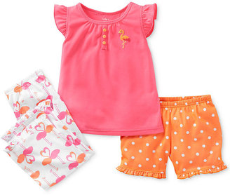 Carter's Baby Girls' 3 Piece Shirt, Shorts and Pants Pajama Set