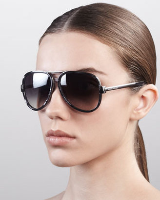 Marc Jacobs Oversized Aviator Sunglasses, Gray Spot Palladium