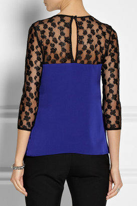 Milly Lace and stretch-silk satin top