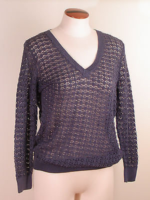 LOFT Outlet 3/4 Sleeve V Neck Ribbed Open Stitch Sweater NWT