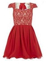 Dorothy Perkins Womens Chi Chi Lace cap sleeve skater dress- Red