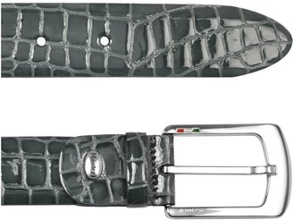 Manieri Men's Gray Croco Stamped Patent Leather Belt