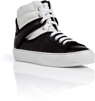 Ferragamo Leather/Python High-Top Sneakers