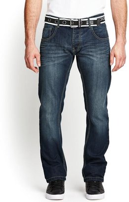 Crosshatch Mens Aduna Belted Straight Jeans