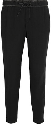Helmut Lang Leather-trimmed crepe tapered pants