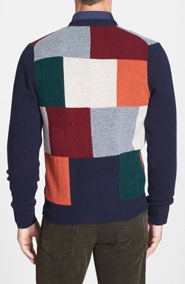 Brooks Brothers Standard Fit Colorblock Wool Patchwork Cardigan