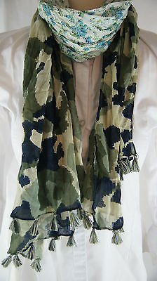 Steve Madden NEW Womens Multi Color Green Pink Camo Floral Scarf Shawl $32 NWT