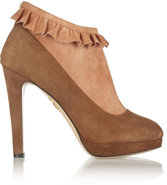 Charlotte Olympia Emily ruffled suede ankle boots