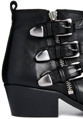 F-Troupe Leather Buckle Detail Pointed Boots