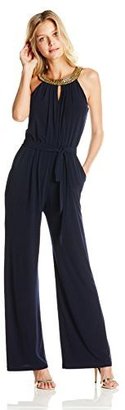 Vince Camuto Women's Jersey Jumpsuit with Neckline Beading