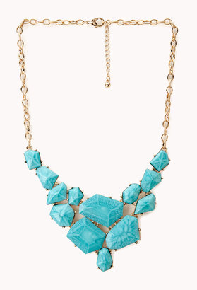 Forever 21 Faceted Faux Stone Bib Necklace