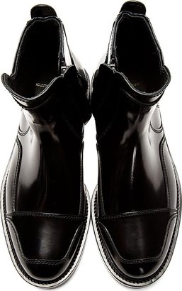 Juun.J Black Leather Paneled Boots