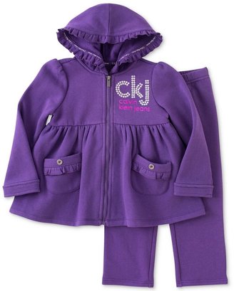 Calvin Klein Little Girls' 2-Piece Ruffle Hoodie Jacket & Pants Set