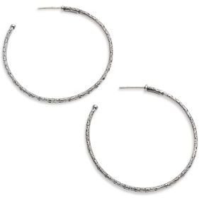 Konstantino Classic Sterling Silver Etched Hoop Earrings/2"