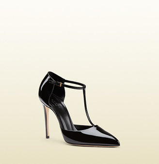 Gucci Patent Leather Point Toe T-Strap Pump