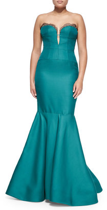 J. Mendel Strapless Bustier Mermaid Gown, Emerald