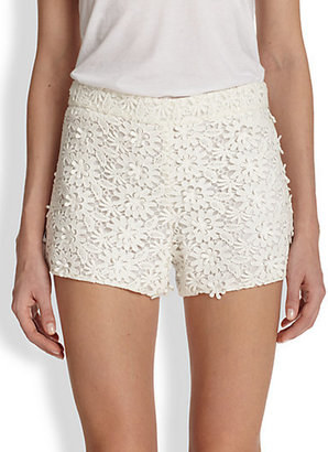 Alice + Olivia Zip-Back Floral Crocheted Shorts