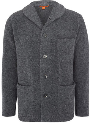 Barena Grey Shawl Collar Textured Wool-Blend Knit Jacket