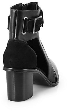 Tibi Leather Cutout Point-Toe Ankle Boots