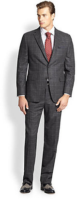 Saks Fifth Avenue Windowpane Wool Suit