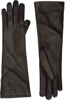 Barneys New York Long Leather Gloves-Black